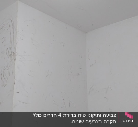 קיר לבן עם סימני צבע ושריטות